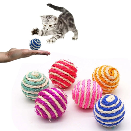 Assorted Colored Sisal Toy Balls for Cats