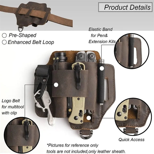 Leather Belt Multitool Case Sheath