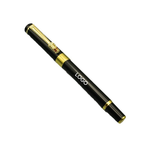 Glossy Finish Metal Roller Ball Pen with Golden Dragon Clip