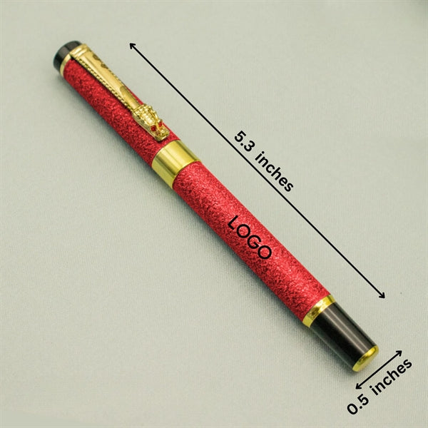 Glossy Finish Metal Roller Ball Pen with Golden Dragon Clip