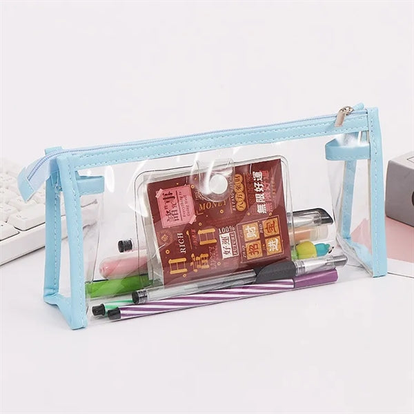 Students Clear Pencil Case Marker Pouch with Zipper for Exam