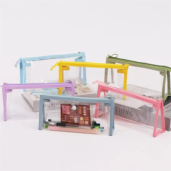 Students Clear Pencil Case Marker Pouch with Zipper for Exam