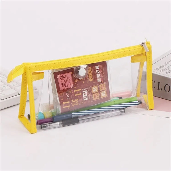 Students Clear Pencil Case Marker Pouch with Zipper for Exam