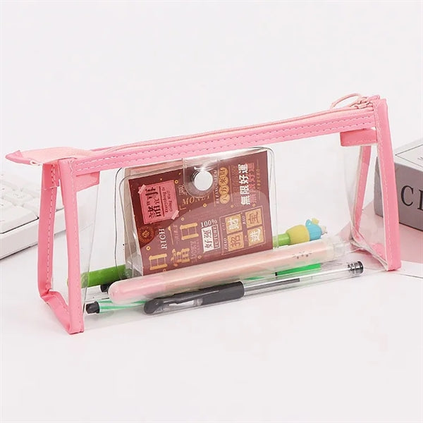 Students Clear Pencil Case Marker Pouch with Zipper for Exam
