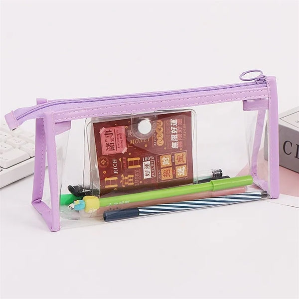 Students Clear Pencil Case Marker Pouch with Zipper for Exam