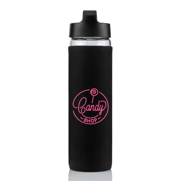 20 oz Glass Lulumax water bottle with silicone grip