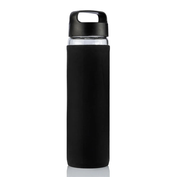 20 oz Glass Lulumax water bottle with silicone grip