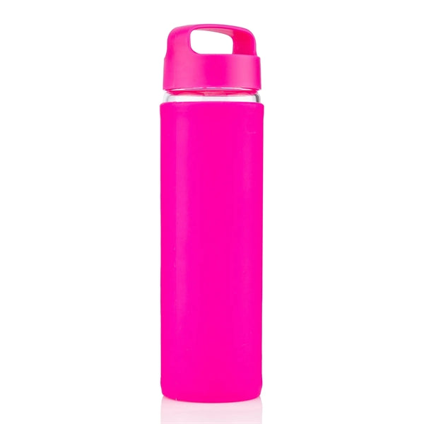 20 oz Glass Lulumax water bottle with silicone grip