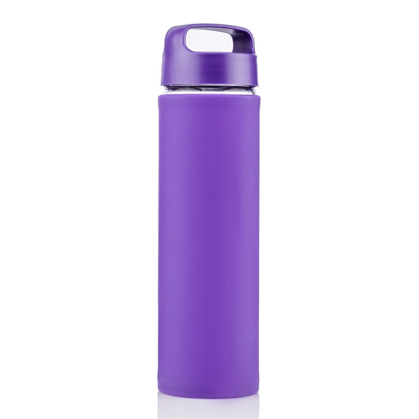 20 oz Glass Lulumax water bottle with silicone grip