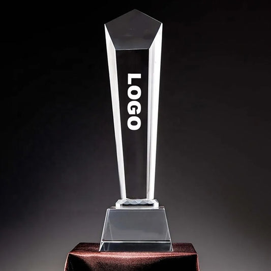 Pentagon Pillar Shape Crystal Clear Award Trophy