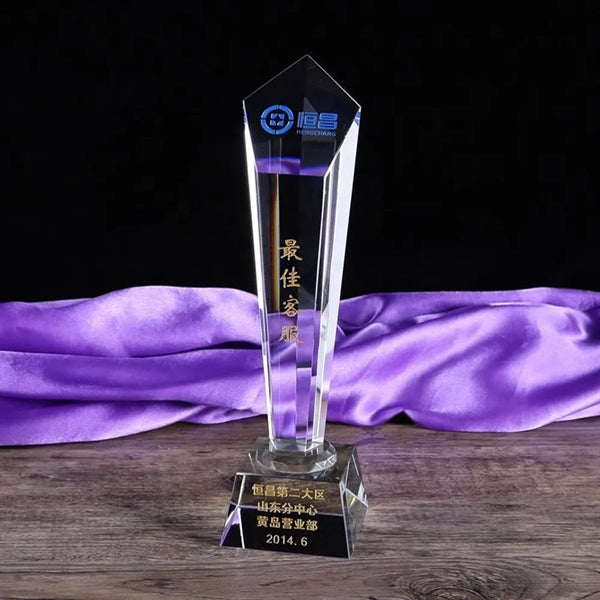 Pentagon Pillar Shape Crystal Clear Award Trophy