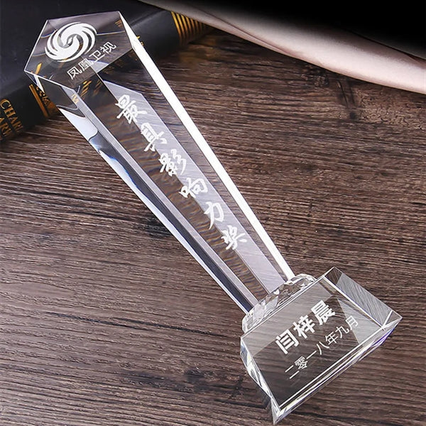 Pentagon Pillar Shape Crystal Clear Award Trophy
