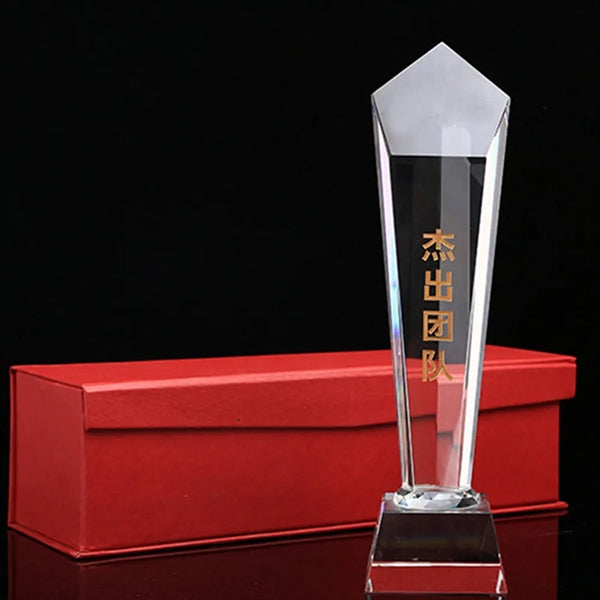 Pentagon Pillar Shape Crystal Clear Award Trophy