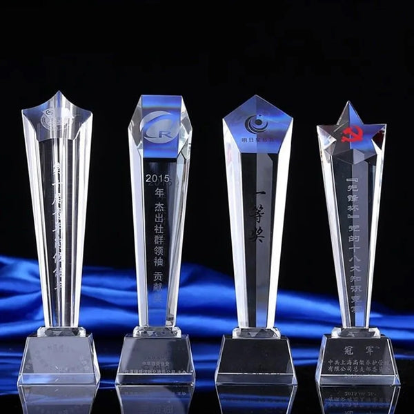 Pentagon Pillar Shape Crystal Clear Award Trophy