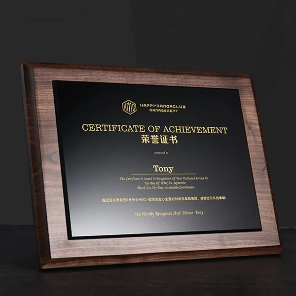 Engraving Wooden Plaques Award