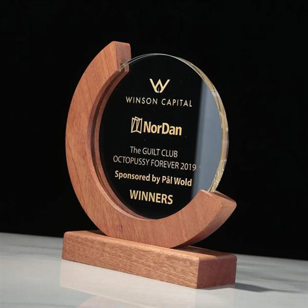 Crescent-Shaped Crystal Trophy