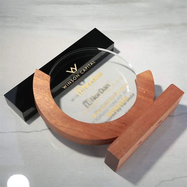 Crescent-Shaped Crystal Trophy
