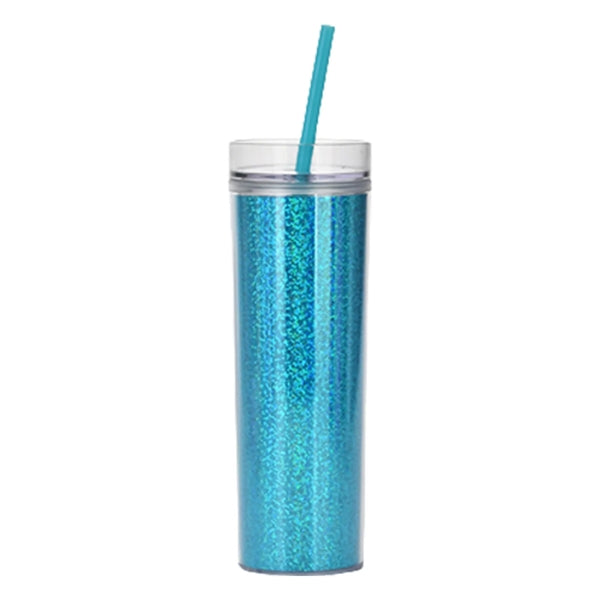 16 Oz Customizable Double Wall Holographic Tumbler W/Straw