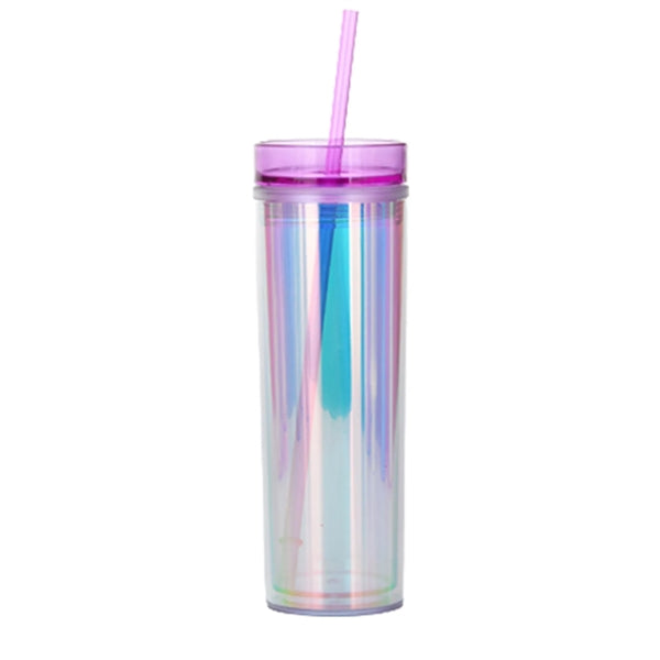 16 Oz Customizable Double Wall Holographic Tumbler W/Straw