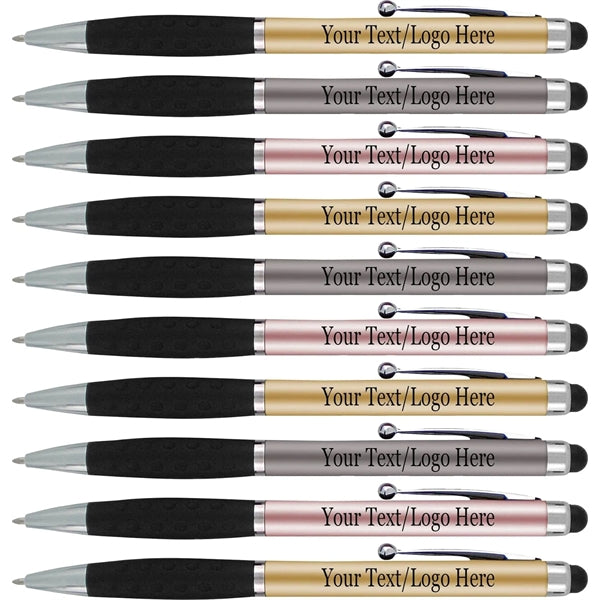 Ballpoint Twist Pen w/ Rubber Grip & Stylus Top