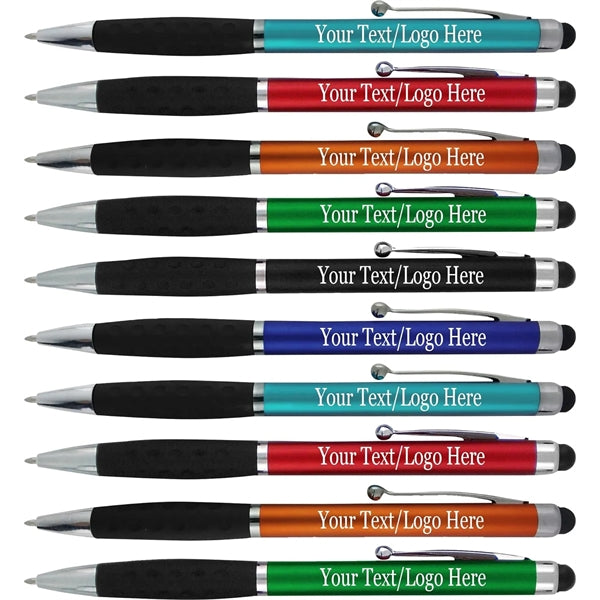 Ballpoint Twist Pen w/ Rubber Grip & Stylus Top