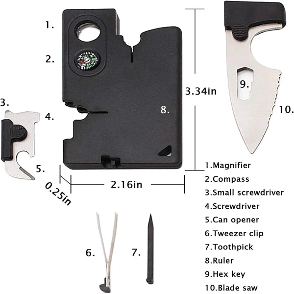 10 In 1 Multi-function Tactical Credit Card Tool