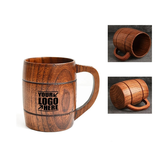 12 OZ Jujube Wooden Barrel Shaped Beer Mug