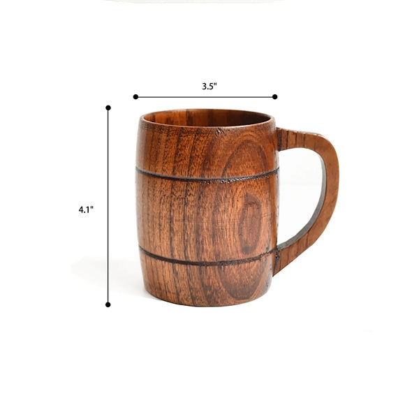 12 OZ Jujube Wooden Barrel Shaped Beer Mug