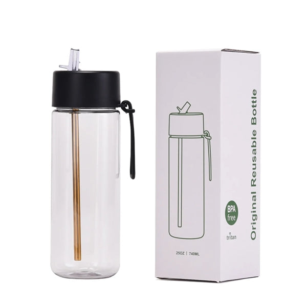 25 oz Outdoor Plastic Straw Bottle