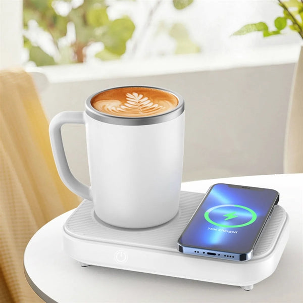 3 in 1 Heating Cooling Coffee Mug Warmer with 15W Wireless C