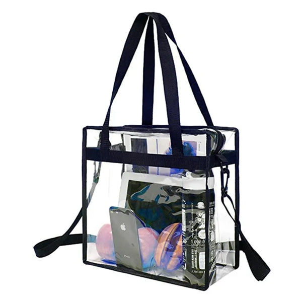 Zipper Closure Clear Tote Bag with Handles Shoulder Strap