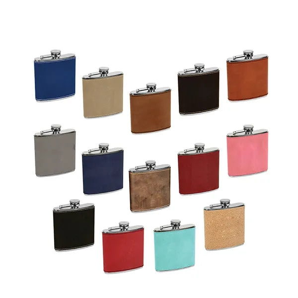 Leatherette Wrapped 6 oz Stainless Steel Hip Flask