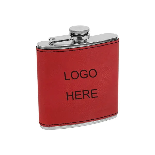 Leatherette Wrapped 6 oz Stainless Steel Hip Flask