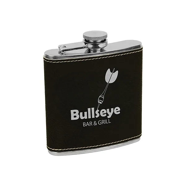 Leatherette Wrapped 6 oz Stainless Steel Hip Flask