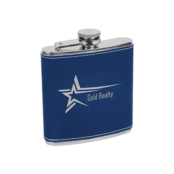 Leatherette Wrapped 6 oz Stainless Steel Hip Flask