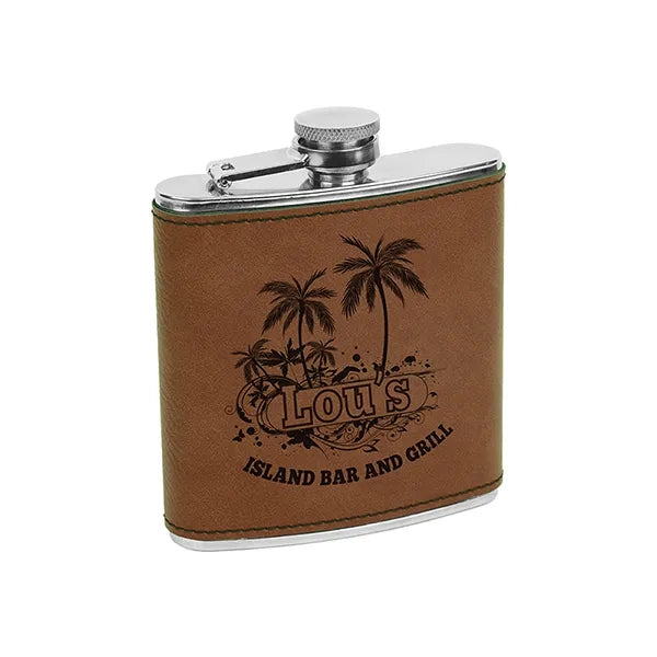 Leatherette Wrapped 6 oz Stainless Steel Hip Flask