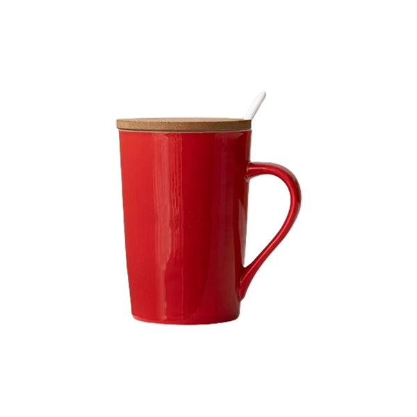 Ceramic mug w/ Lid And Spoon