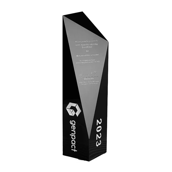 Black Cut Crystal Tower Award