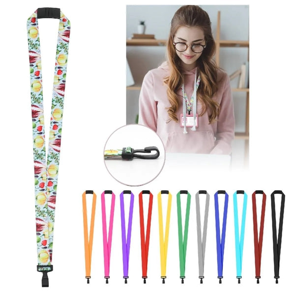 3/4" Sublimated Lanyard With Nylon J Hook & Curved Breakaway