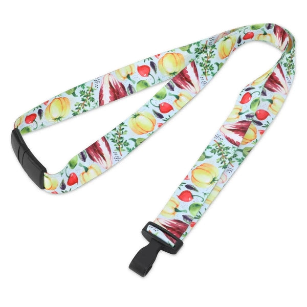 3/4" Sublimated Lanyard With Nylon J Hook & Curved Breakaway