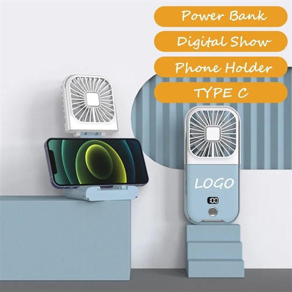 Digital Show/Phone Stander Handheld Foldable Neck Fan/Power