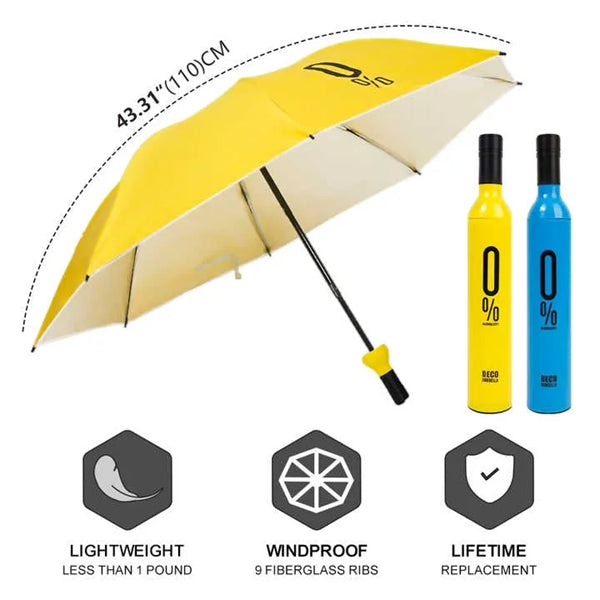 Gift Travel Rainy Sunny Wine Bottle Shape Umbrella