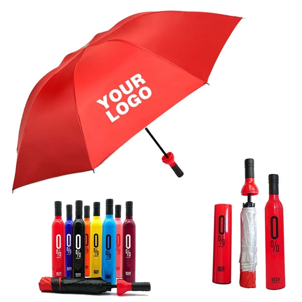 Gift Travel Rainy Sunny Wine Bottle Shape Umbrella