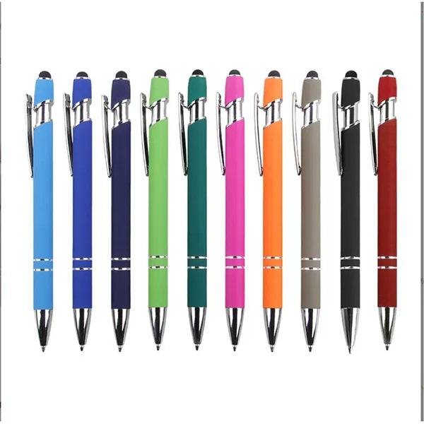 Rubberized Soft Touch Metal Ballpoint Pen with Stylus Tip