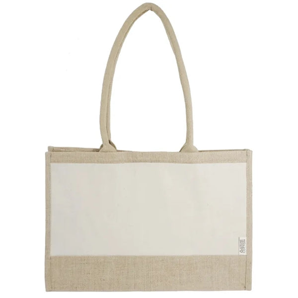 Seattle Recycled Cotton Front Pocket Jute Shopper Tote Bag
