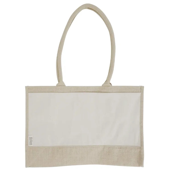 Seattle Recycled Cotton Front Pocket Jute Shopper Tote Bag