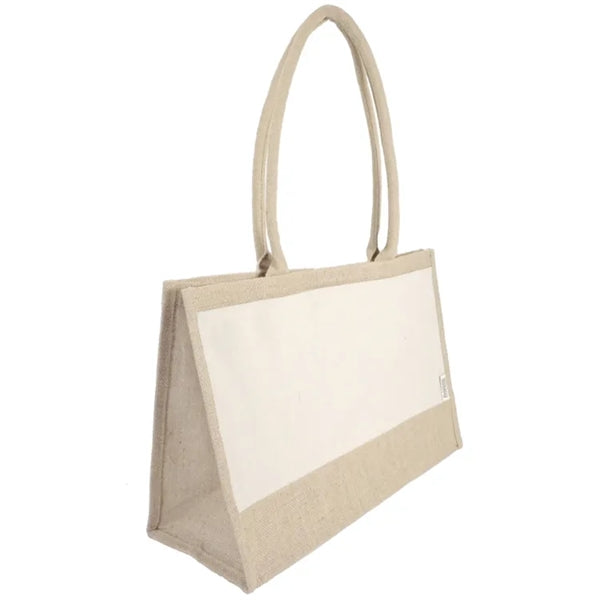 Seattle Recycled Cotton Front Pocket Jute Shopper Tote Bag
