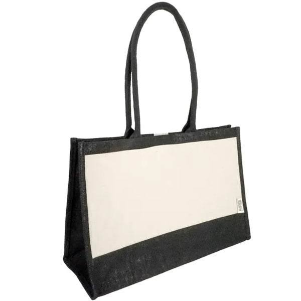 Seattle Recycled Cotton Front Pocket Jute Shopper Tote Bag