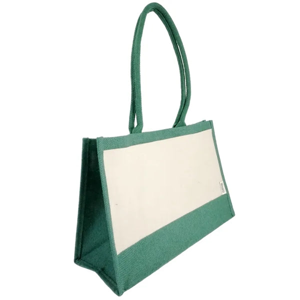 Seattle Recycled Cotton Front Pocket Jute Shopper Tote Bag