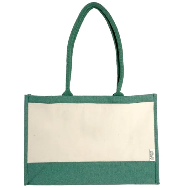 Seattle Recycled Cotton Front Pocket Jute Shopper Tote Bag